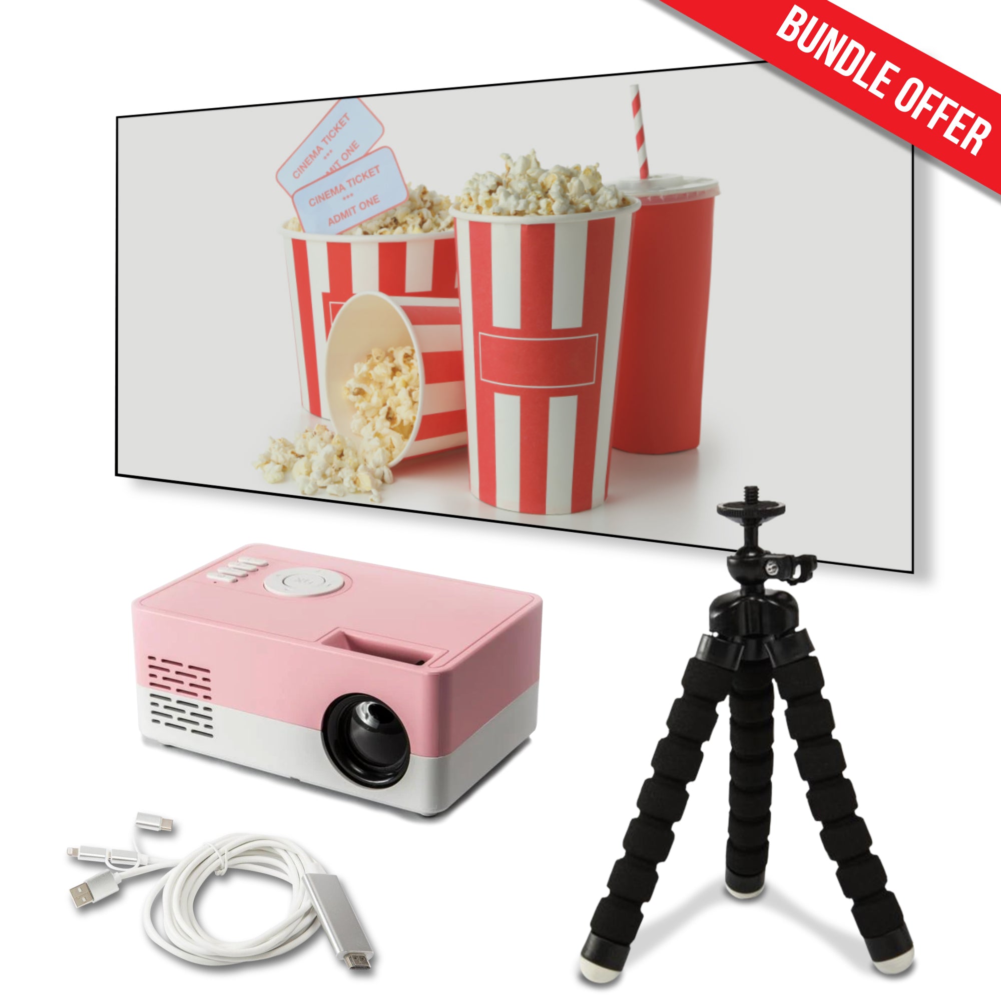 PortoProjector™- HDMI Portable Mini Movie Projector - BUNDLE