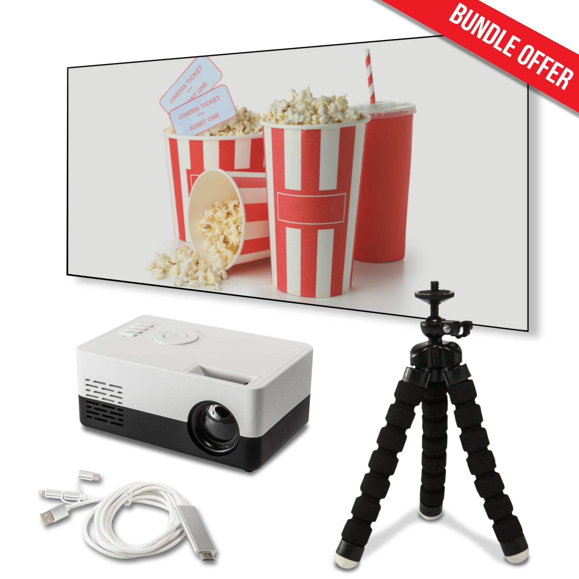 PortoProjector™- HDMI Portable Mini Movie Projector - BUNDLE