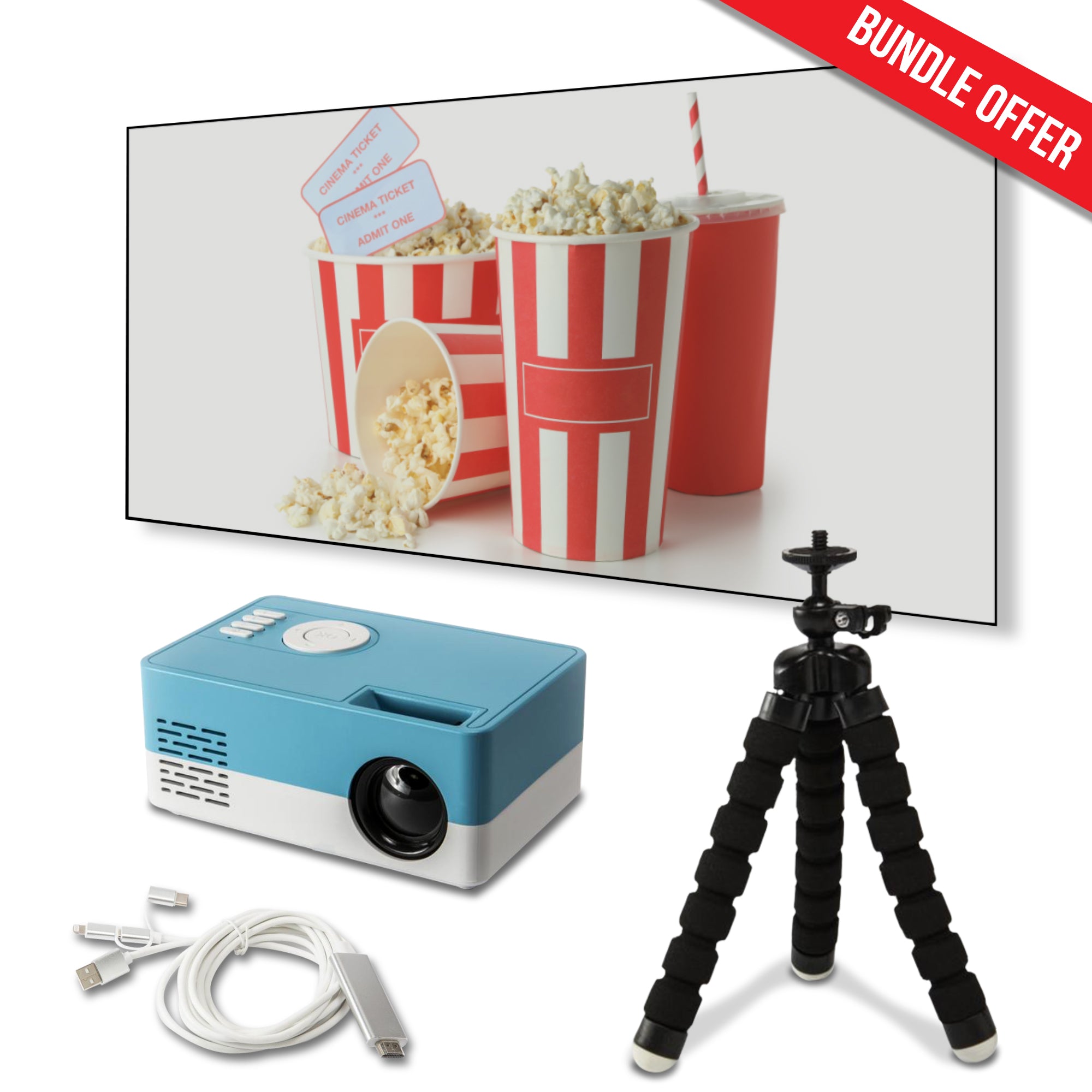 PortoProjector™- HDMI Portable Mini Movie Projector - BUNDLE